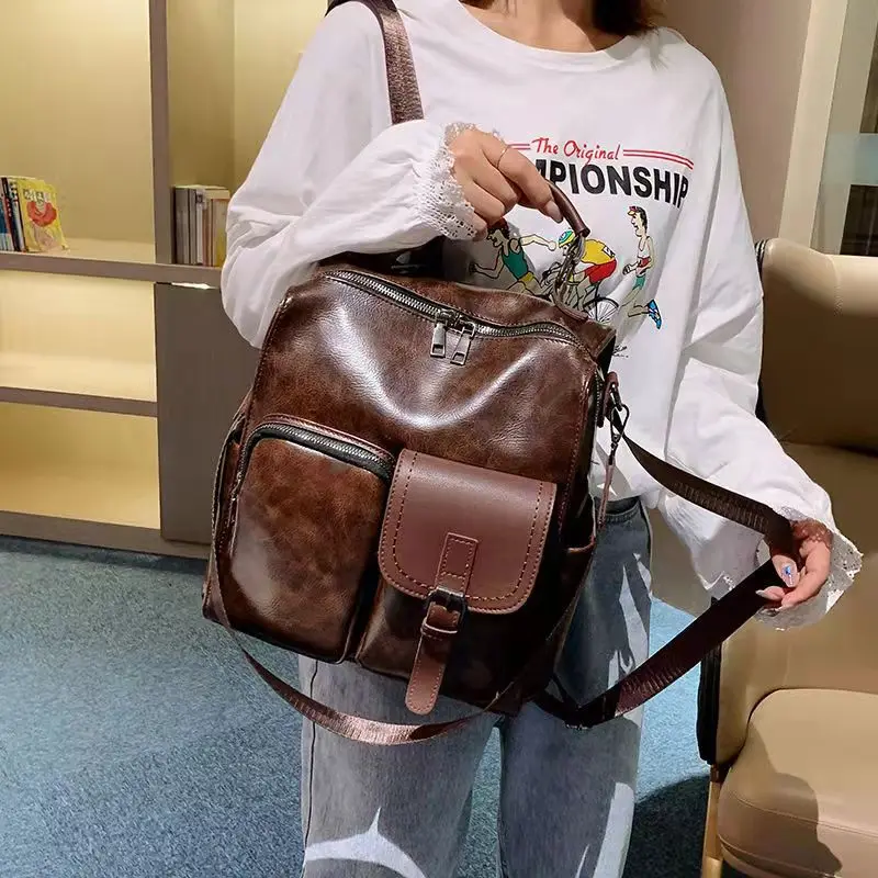 Soft Leather Backpack Women's 2022 New Fashion Retro British Short-Distance Travel Large-Capacity Multi-Functional Mummy Bag
Soft Leather Backpack Women's 2022 New Fashion Retro British Short-Distance Travel Large-Capacity Multi-Functional Mummy Bag