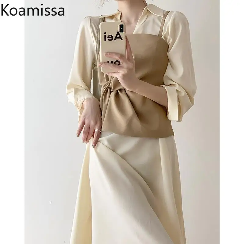 Koamissa Elegant Women Two Piece Set 2022 Fashion Solid Long Sleeve Shirt Dress and Sleeveless Camisole Suits New Ladies Outfits
Koamissa Elegant Women Two Piece Set 2022 Fashion Solid Long Sleeve Shirt Dress and Sleeveless Camisole Suits New Ladies Outfits
