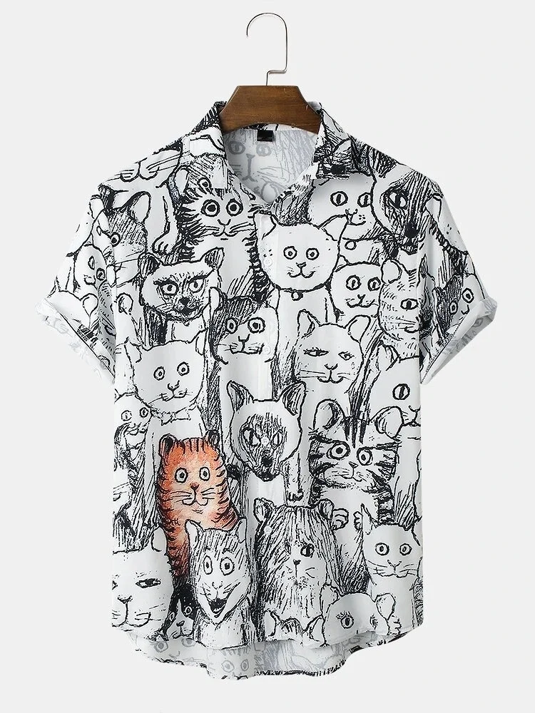 Fashion Men's Short Shirts Funny Anime Printed Lapel Button-Up Tops Casual Short Sleeve Cardigan Hip Hop Streetwear Clothing
Fashion Men's Short Shirts Funny Anime Printed Lapel Button-Up Tops Casual Short Sleeve Cardigan Hip Hop Streetwear Clothing