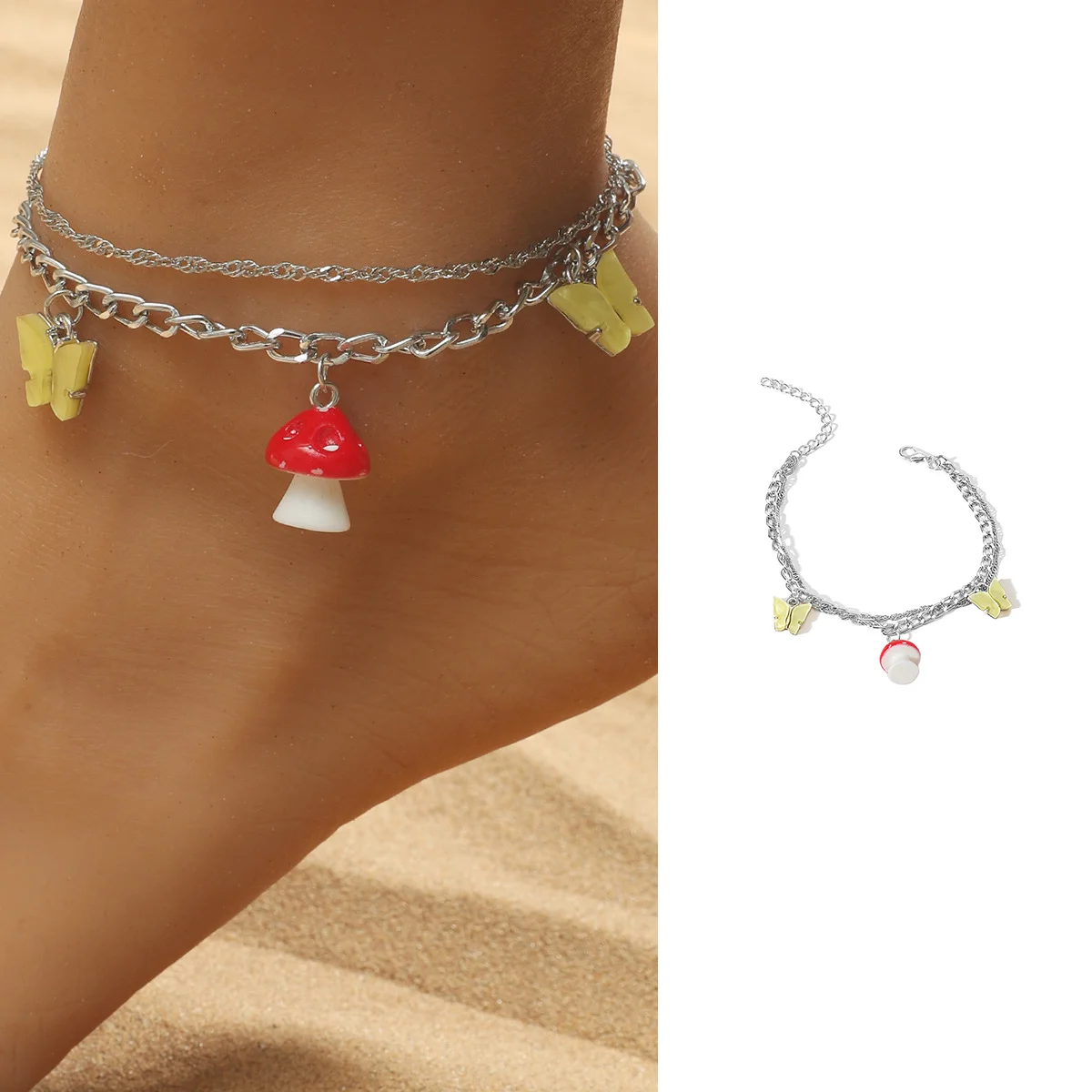 Multi-layer chain bracelet Bohemian butterfly mushroom anklet retro fashion trend foot ornaments ornaments women
Multi-layer chain bracelet Bohemian butterfly mushroom anklet retro fashion trend foot ornaments ornaments women