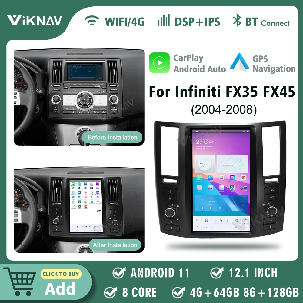 Автомобильный мультимедийный плеер Qualcomm665, 128 ГГц, экран Теслы для Infiniti FX35, FX45, 2004-2008, Android 11, GPS-навигация, Carplay, радио, стерео
Автомобильный мультимедийный плеер Qualcomm665, 128 ГГц, экран Теслы для Infiniti FX35, FX45, 2004-2008, Android 11, GPS-навигация, Carplay, радио, стерео