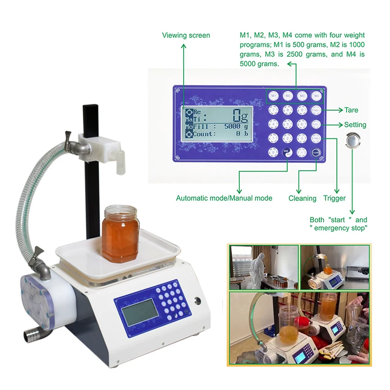 Food Grade Dual Work Mode Automatic And Manual Weighing Paste Honey Filling Machine Peristaltic Pump Viscous Outdoor Indoor Use
Food Grade Dual Work Mode Automatic And Manual Weighing Paste Honey Filling Machine Peristaltic Pump Viscous Outdoor Indoor Use