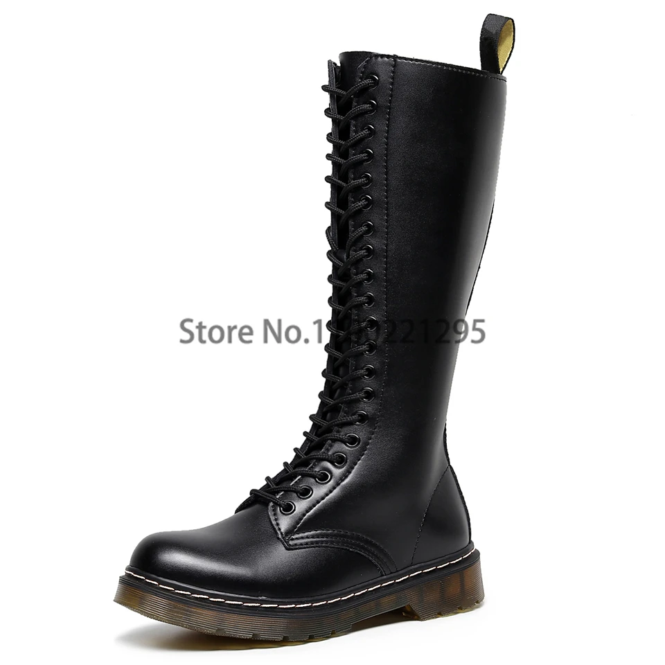 Women Split Leather Knee-high Boots Female Zipper Flat High Boots Autumn Winter Ladies 20 Holes Lace Up Punk Motorcycle Shoes
Women Split Leather Knee-high Boots Female Zipper Flat High Boots Autumn Winter Ladies 20 Holes Lace Up Punk Motorcycle Shoes