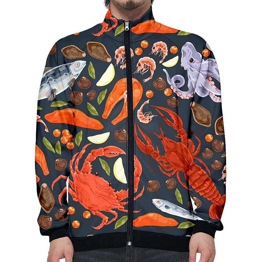 Seafood Pattern Long Sleeve Jacket Coats Sweatshirts Man Women Runing Sport Autumn Winter Zipper jaqueta masculina
Seafood Pattern Long Sleeve Jacket Coats Sweatshirts Man Women Runing Sport Autumn Winter Zipper jaqueta masculina