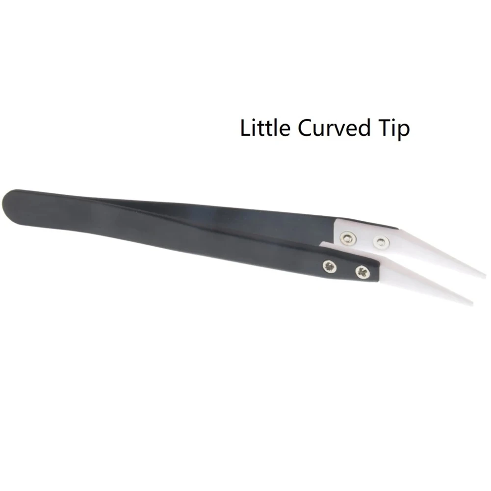

3pcs Ceramic Reverse Tweezers Non Conductive Anti-Static Heat Resistant Tweezers Little Curved/Big Curved/Straight Tweezer