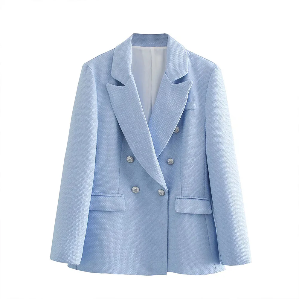 DiYiG WOMAN 2021 summer new women's clothing texture double-breasted lapel long sleeve blue casual suit jacket
DiYiG WOMAN 2021 summer new women's clothing texture double-breasted lapel long sleeve blue casual suit jacket