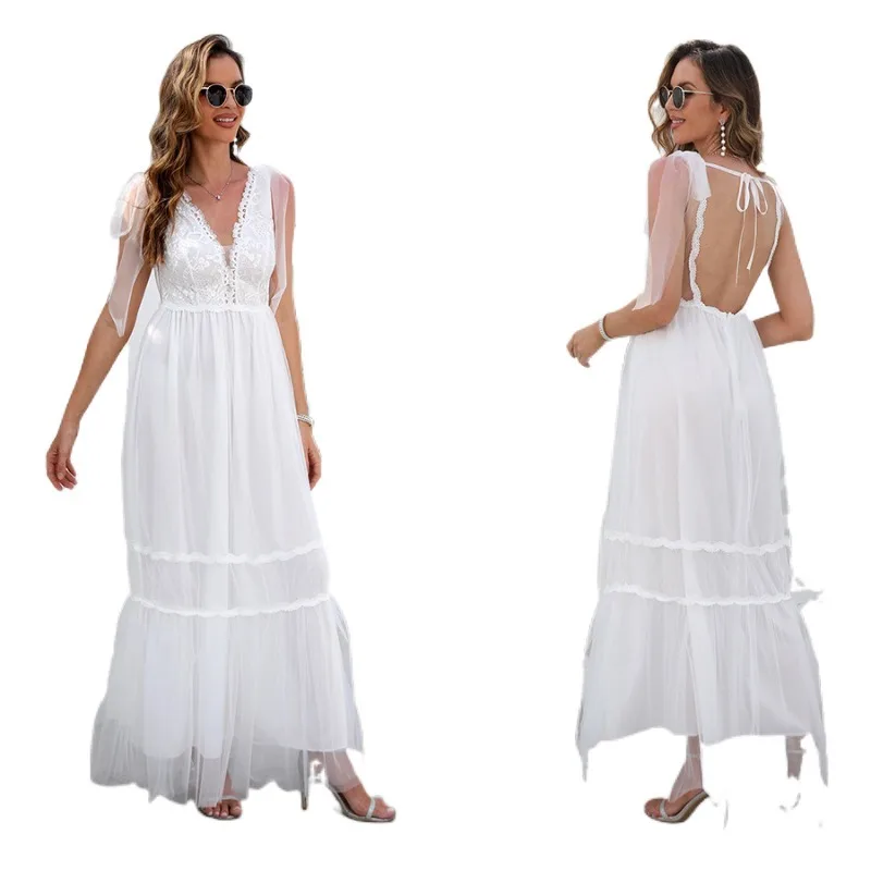 Summer Princess Lace Wedding Dress White Lengthening Mid-waist Showing Thin Meat Covering Evening Dress Sleeveless V-
Summer Princess Lace Wedding Dress White Lengthening Mid-waist Showing Thin Meat Covering Evening Dress Sleeveless V-