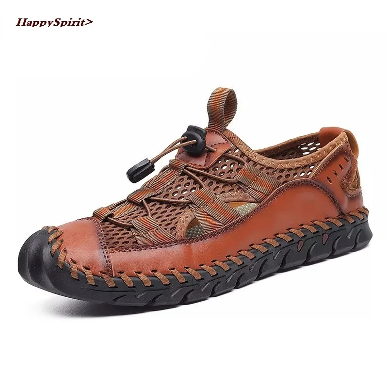 New Summer Genuine Leather Men Sandals Fashion Roman Sandals Handmade Mesh Men Casual Shoes Platform Outdoor Men's Beach Sandals
New Summer Genuine Leather Men Sandals Fashion Roman Sandals Handmade Mesh Men Casual Shoes Platform Outdoor Men's Beach Sandals