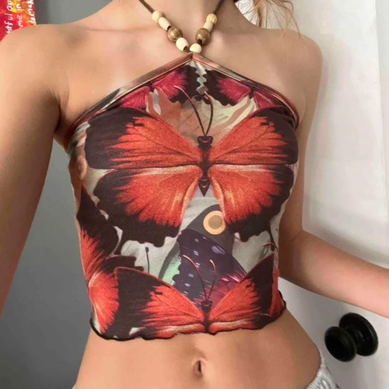 Vintage Backless Mini Vest Y2k Butterfly Halter Top Women Streetwear Harajuku Beach Bohemian Sweats Grunge Tee Chic
Vintage Backless Mini Vest Y2k Butterfly Halter Top Women Streetwear Harajuku Beach Bohemian Sweats Grunge Tee Chic