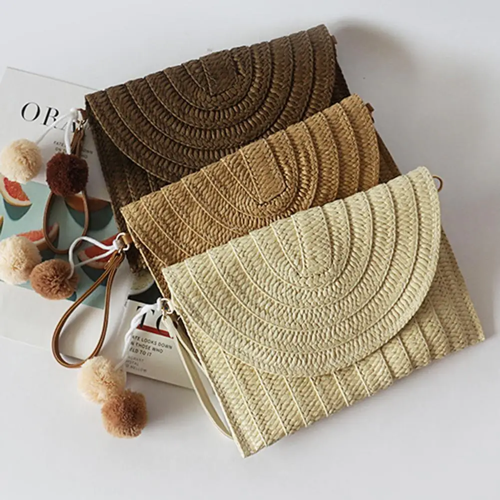 Women Shoulder Bag Straw Braided Plush Balls Detachable Shoulder Strap Hasp Handbag Casual Beach Square Shoulder Crossbody Bag
Women Shoulder Bag Straw Braided Plush Balls Detachable Shoulder Strap Hasp Handbag Casual Beach Square Shoulder Crossbody Bag