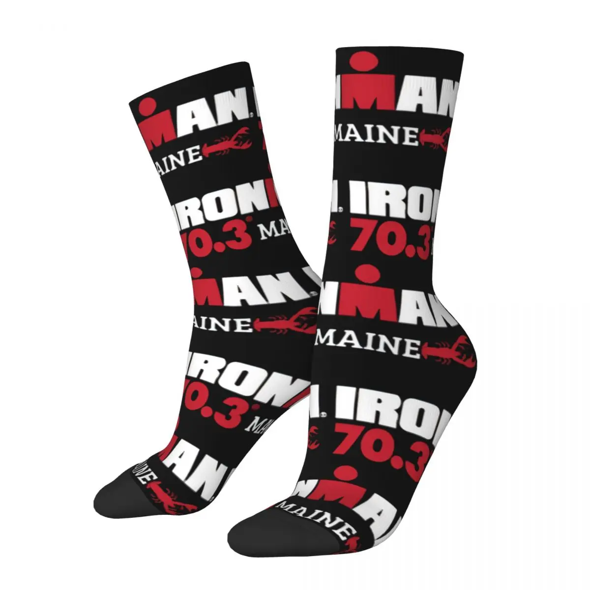 

Funny Triathlon Extreme Sports Logo Basketball Socks Swim Bike Run Polyester Long Socks for Women Men Sweat Absorbing