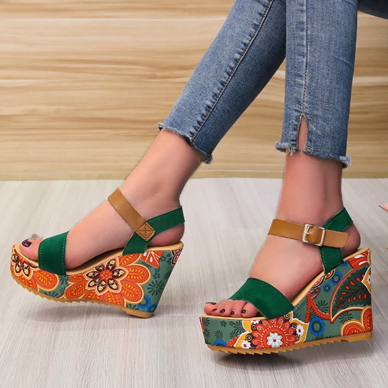 Wedge Platform Sandals Summer Ethnic Style Flower Print Women Fish Mouth Slippers Vacation Casual Plus Size Shoes Zapatos Mujer
Wedge Platform Sandals Summer Ethnic Style Flower Print Women Fish Mouth Slippers Vacation Casual Plus Size Shoes Zapatos Mujer