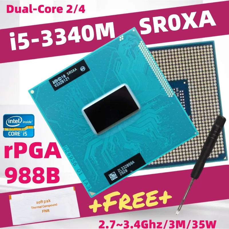 Core i5 3340M SR0XA Dual-Core Laptop CPU Socket G2 PGA988B HM75 HM76 HM77 QM77 QS77 Processor
Core i5 3340M SR0XA Dual-Core Laptop CPU Socket G2 PGA988B HM75 HM76 HM77 QM77 QS77 Processor