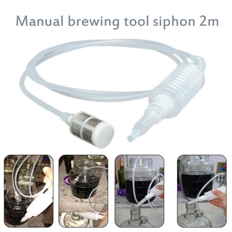 

2m Beer Making Tool Plastic For Wine Brewing Siphon Hose Homebrew Food Grade Kitchen Fermentation Knead Siphon Filter Manual