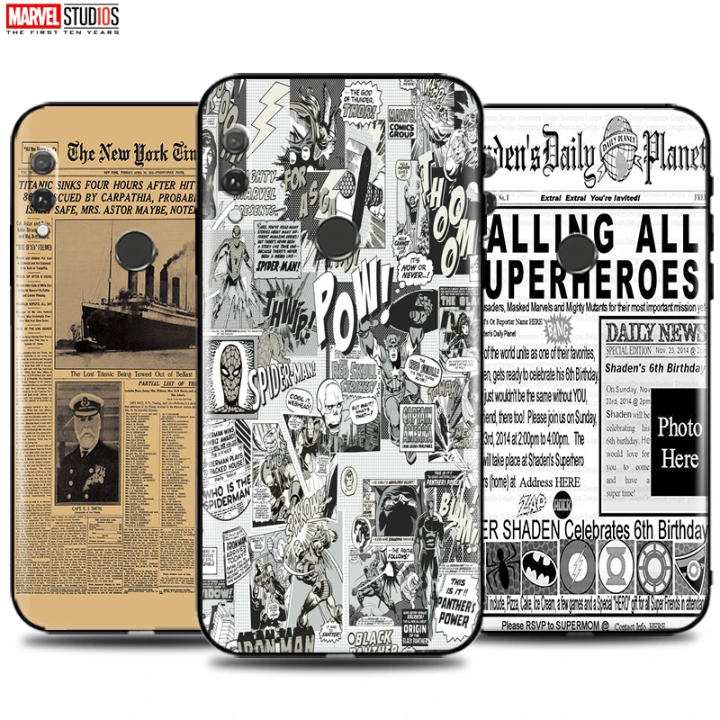 Marvel Nostalgic Newspaper Phone Case For Huawei Y9 Y7 Y6 Prime Y8p Y7p Y6p Y9a Y7a Y9s Y8s Y6s 2019 Funda Silicone Cover Coque 
Marvel Nostalgic Newspaper Phone Case For Huawei Y9 Y7 Y6 Prime Y8p Y7p Y6p Y9a Y7a Y9s Y8s Y6s 2019 Funda Silicone Cover Coque