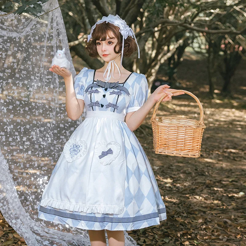 Sky Blue Cute Lolita Short Sleeve Op Dress Two Piece Set With Apron Anime Loli Girls Fashion Sweet Harajuku Japanese Cosplay
Sky Blue Cute Lolita Short Sleeve Op Dress Two Piece Set With Apron Anime Loli Girls Fashion Sweet Harajuku Japanese Cosplay