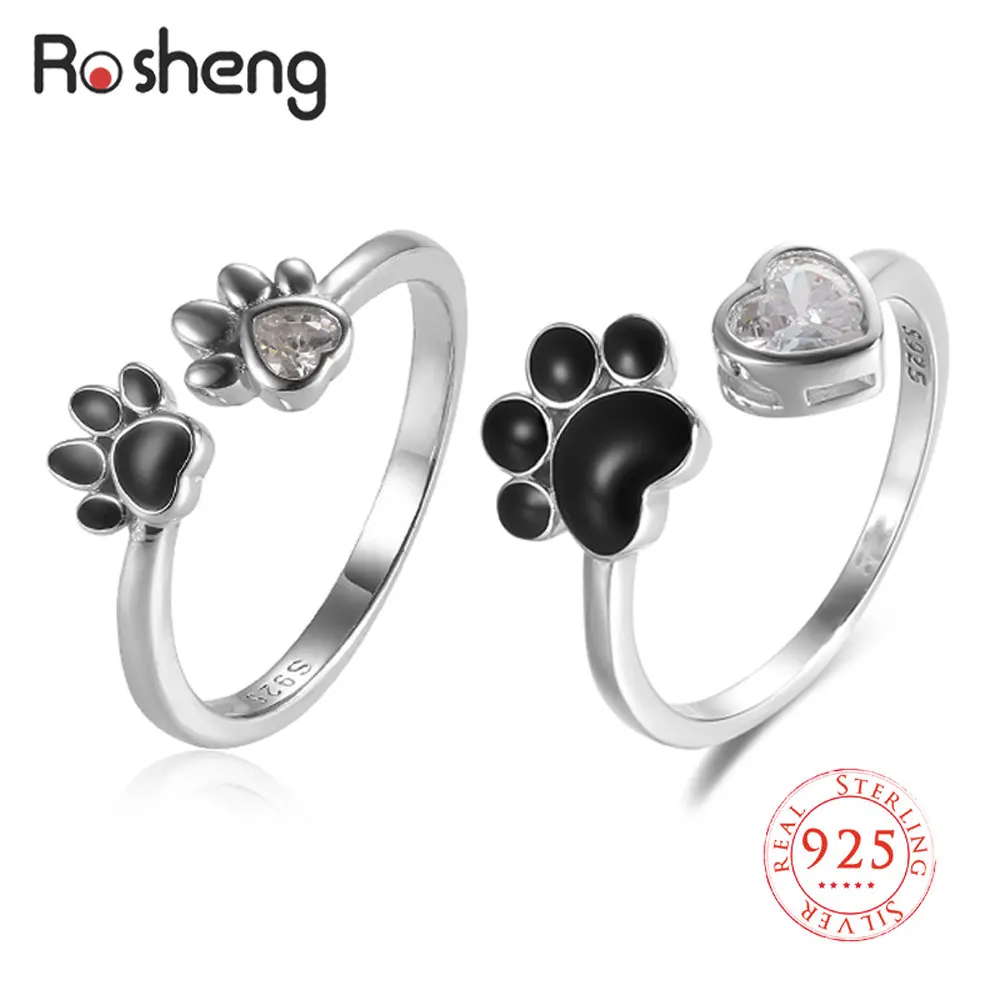 Rosheng Real Silver 925 Lovely Pets' Dog Paw Pendant Finger Rings with CZ Heart for Women Engagement Adjustable Rings Fine Jewel
Rosheng Real Silver 925 Lovely Pets' Dog Paw Pendant Finger Rings with CZ Heart for Women Engagement Adjustable Rings Fine Jewel