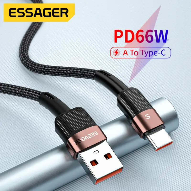 

Essager 6A USB Type C Cable For Huawei P30 P40 Pro 66W Fast Charging Wire USB-C Charger Data Cord For Samsung S21 Ultra S20 Poco