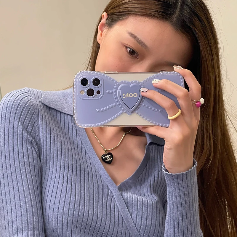 Korean Cute Bow Folding Stand Holder Soft Phone Case for Iphone 13 12 Pro 11 Pro Max X XS XR 7 8 Plus Glossy Flower Cover Fundas 
Korean Cute Bow Folding Stand Holder Soft Phone Case for Iphone 13 12 Pro 11 Pro Max X XS XR 7 8 Plus Glossy Flower Cover Fundas