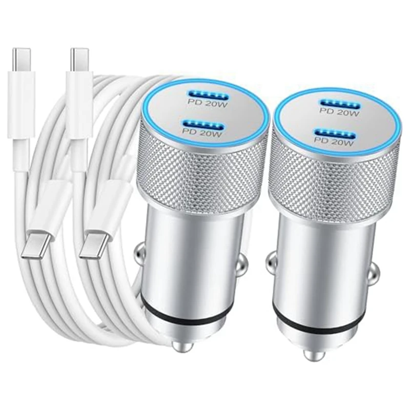 Car Charger 2-Pack 40W Dual Port Fast USB C Car Charger Power Lighter Adapter With 3FT USB C To C Cable Silver
Car Charger 2-Pack 40W Dual Port Fast USB C Car Charger Power Lighter Adapter With 3FT USB C To C Cable Silver