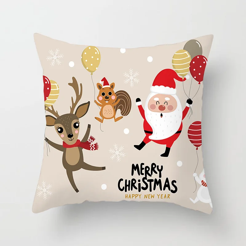 

45cm x45cmChristmas Pillowcase Xmas Tree Santa Claus Elk Cushion Cover Merry Christmas Decor For Home