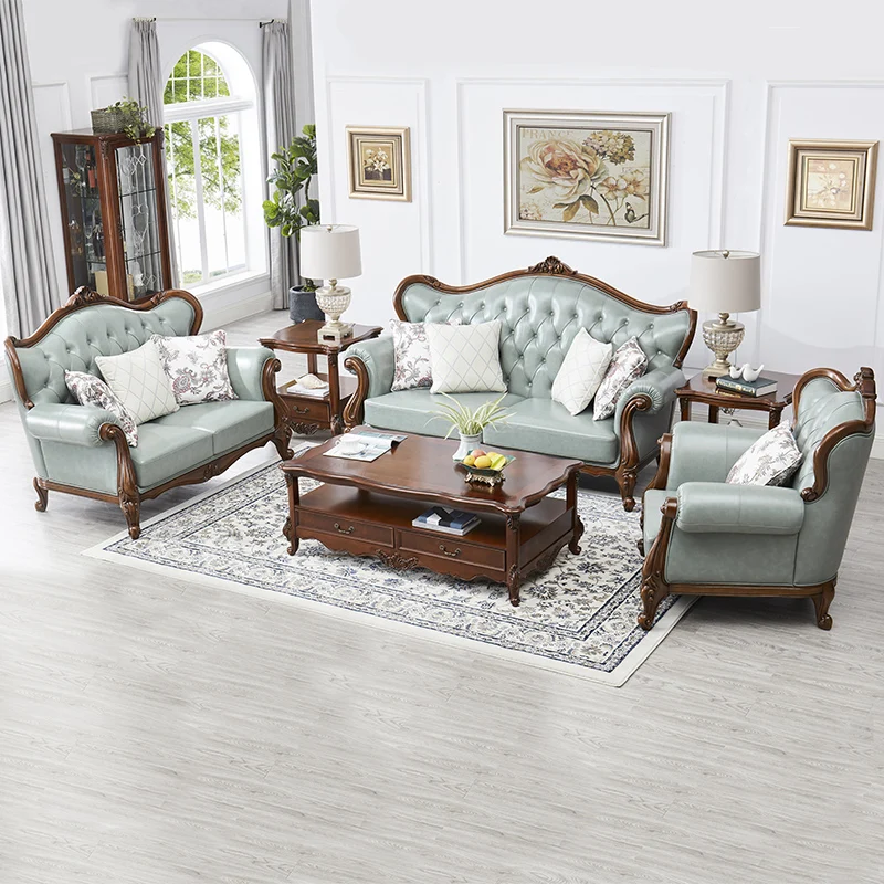 European solid wood sofa combination American simple living room small family carved furniture
European solid wood sofa combination American simple living room small family carved furniture