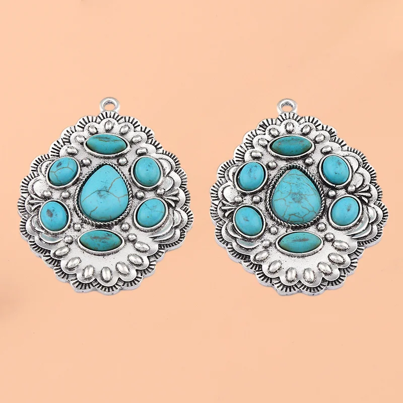 3pcs/Lot Tibetan Silver Boho Imitation Turquoises Stone Peony Flower Charm Pendants For DIY Necklace Making Findings Accessories
3pcs/Lot Tibetan Silver Boho Imitation Turquoises Stone Peony Flower Charm Pendants For DIY Necklace Making Findings Accessories