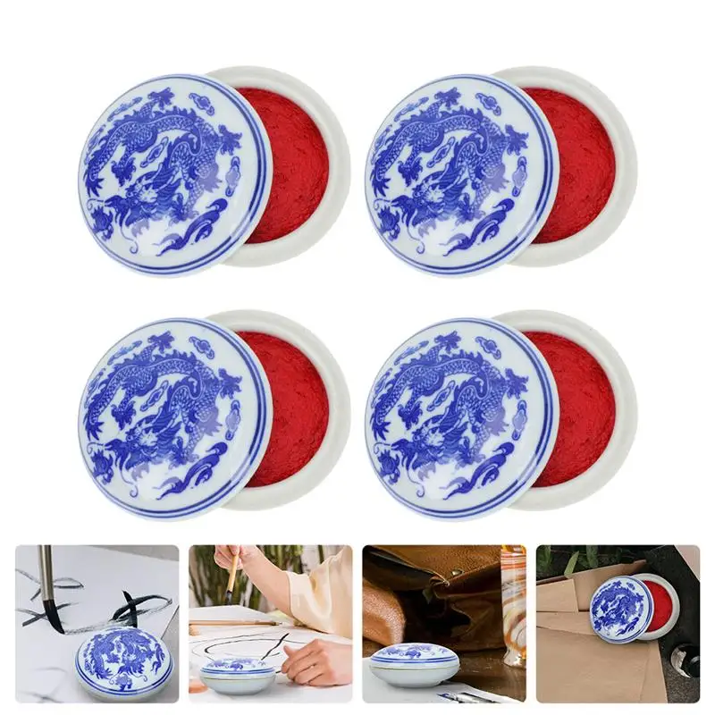 4Pcs Chinese Painting Ink Pad Calligraphy Inkpad Decorative Ceramic Box Inkpad Painting Supplies 
4Pcs Chinese Painting Ink Pad Calligraphy Inkpad Decorative Ceramic Box Inkpad Painting Supplies