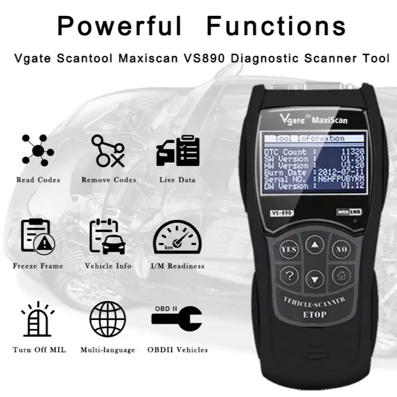 OBD2 сканер считыватель кодов ошибок автомобиля Универсальный Vgate Maxiscan сканер автомобиля VS890 OBD 2 OBD II диагностический сканер инструмент тести...
OBD2 сканер считыватель кодов ошибок автомобиля Универсальный Vgate Maxiscan сканер автомобиля VS890 OBD 2 OBD II диагностический сканер инструмент тести...