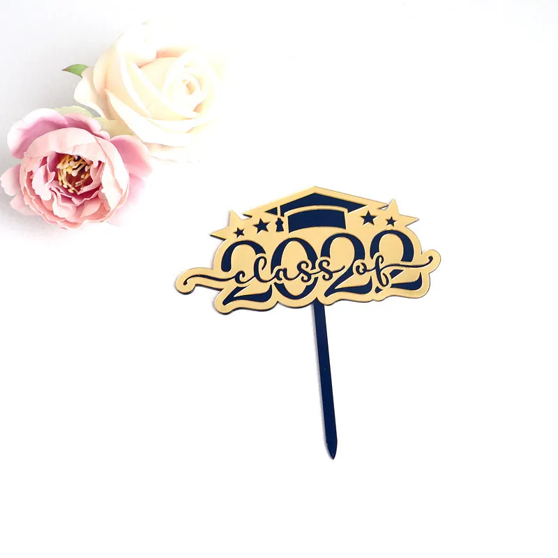 

New Class Of 2022 Graduation Acrylic Cake Toppers Gold Congrats Grad Cake Topper for Boys Girls Celebrations Party Cake Supplies