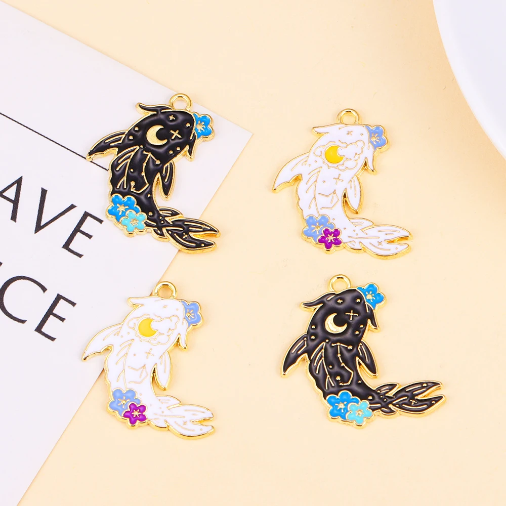 

15Pcs 26*25MM Alloy Enamel Fish Charm Delicate Animal Pendant DIY Necklace Key Chain Jewelry Making Accessories for Friends Gift