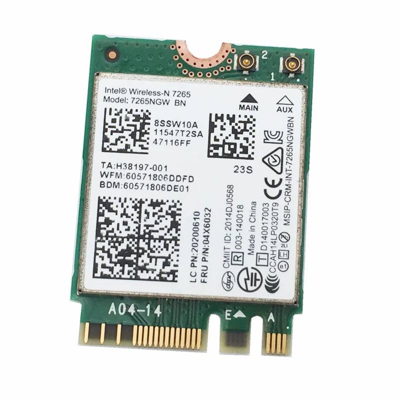 New Wireless Network Card for intel Wireless-N 7265 7265NGW BN WiFi Bluetooth 4.0 NGFF 300M for LENOVO FRU:00JT466
New Wireless Network Card for intel Wireless-N 7265 7265NGW BN WiFi Bluetooth 4.0 NGFF 300M for LENOVO FRU:00JT466