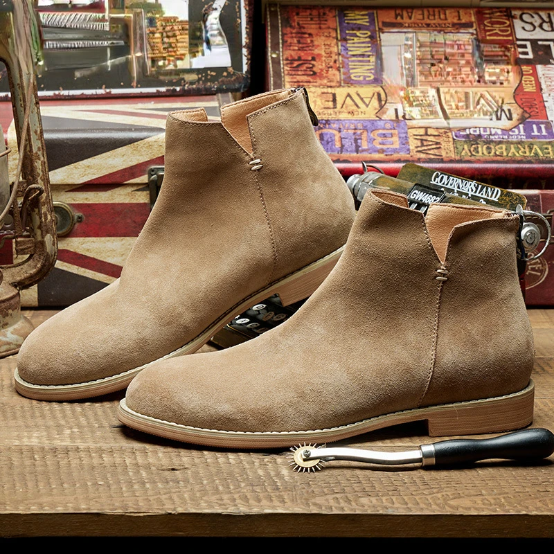 Ботинки Челси мужские из натуральной кожи, винтажные Роскошные брендовые качественные Модные Замшевые классические туфли ручной работы для осени и свадьбы 
Ботинки Челси мужские из натуральной кожи, винтажные Роскошные брендовые качественные Модные Замшевые классические туфли ручной работы для осени и свадьбы