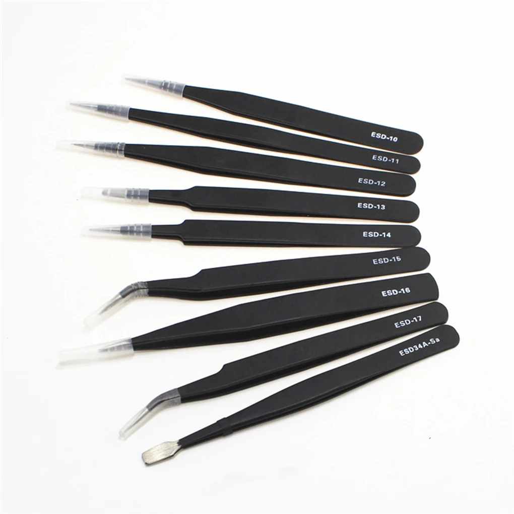 9pcs ESD Anti-Static Stainless Steel Tweezer Set Maintenance Repair Tool Kit Anti Static Model Making Tool Hand Tool Set
9pcs ESD Anti-Static Stainless Steel Tweezer Set Maintenance Repair Tool Kit Anti Static Model Making Tool Hand Tool Set