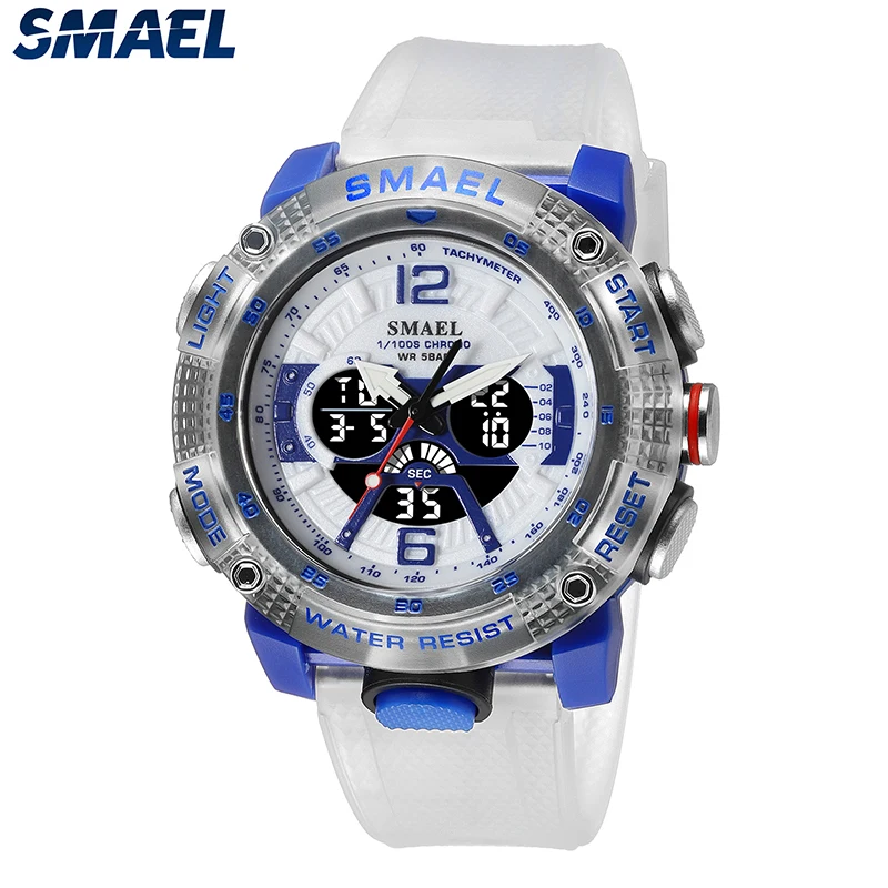 Quartz Watches Men Sports Waterproof Clock Analog Digital Dual Time Display Stopwatch Male Clock 8058 Fashion White Wristwatches
Quartz Watches Men Sports Waterproof Clock Analog Digital Dual Time Display Stopwatch Male Clock 8058 Fashion White Wristwatches