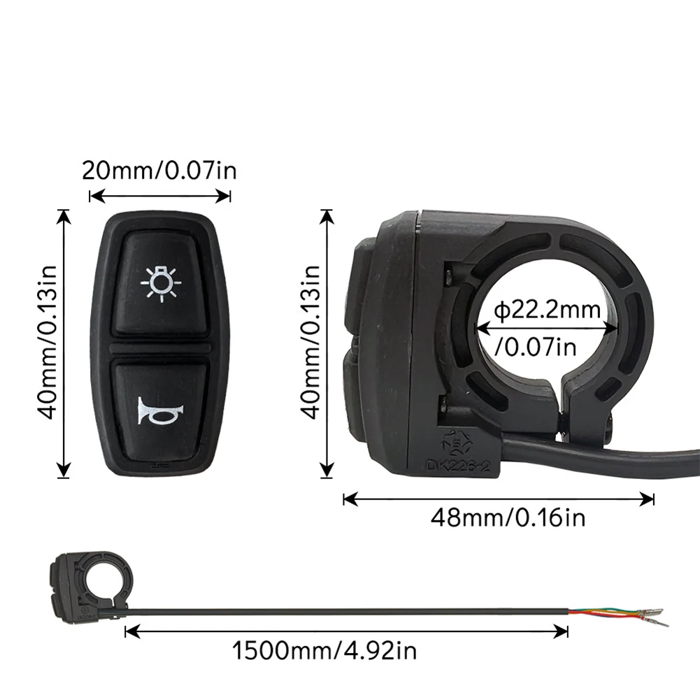 High Quality 100% Brand New Light Horn Switch DK 226 For Electric Bicycle Cable Length 1.5m For Electric Scooter
High Quality 100% Brand New Light Horn Switch DK 226 For Electric Bicycle Cable Length 1.5m For Electric Scooter
