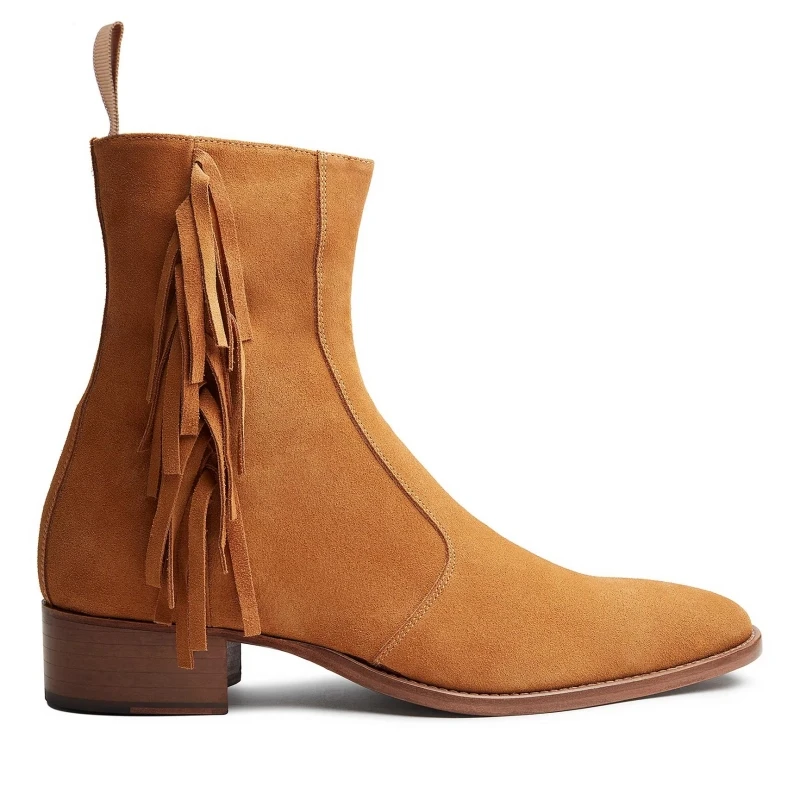 New Brown Cow Suede Men Boots Zipper Square Toe Tassels Business Men Short Boots Handmade 남성부츠 Men Boots
New Brown Cow Suede Men Boots Zipper Square Toe Tassels Business Men Short Boots Handmade 남성부츠 Men Boots