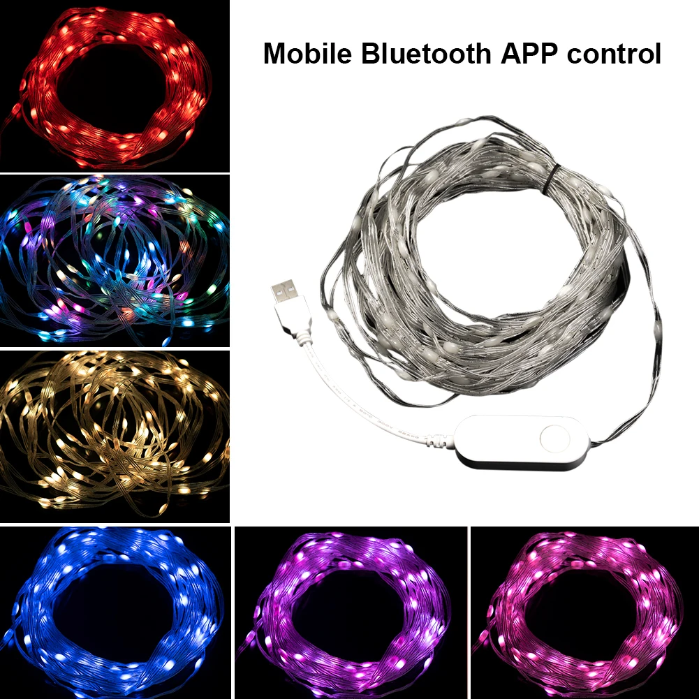 10m 100LED Fairy Lights Bluetooth-Compatible APP RGB Copper Wire Light Christmas Wedding Party String Lights For Home Decoration
10m 100LED Fairy Lights Bluetooth-Compatible APP RGB Copper Wire Light Christmas Wedding Party String Lights For Home Decoration
