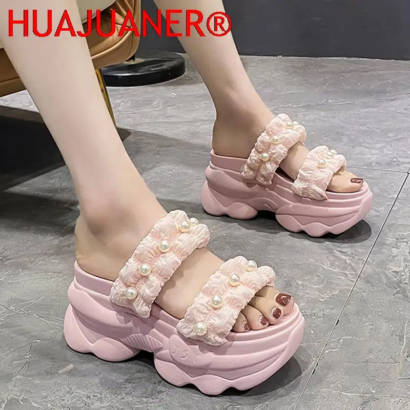 Pearl Chunky Platform Sandals Women 2022 Summer Thick Bottom Wedge Slippers Woman Super High Heels Beach Slides Sandalias
Pearl Chunky Platform Sandals Women 2022 Summer Thick Bottom Wedge Slippers Woman Super High Heels Beach Slides Sandalias