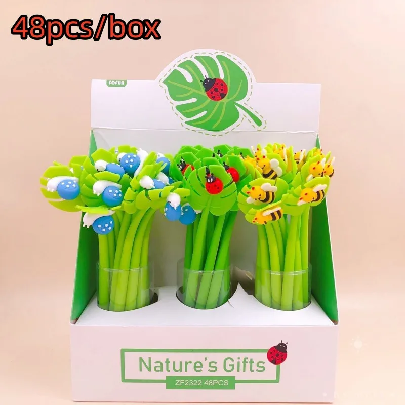 48 шт. Милая ручка с гелевыми чернилами в форме листьев насекомых, силиконовая ручка для письма, регулируемая игла, 0,5 мм, для детей, студентов, подарок, школьные канцелярские принадлежности
48 шт. Милая ручка с гелевыми чернилами в форме листьев насекомых, силиконовая ручка для письма, регулируемая игла, 0,5 мм, для детей, студентов, подарок, школьные канцелярские принадлежности