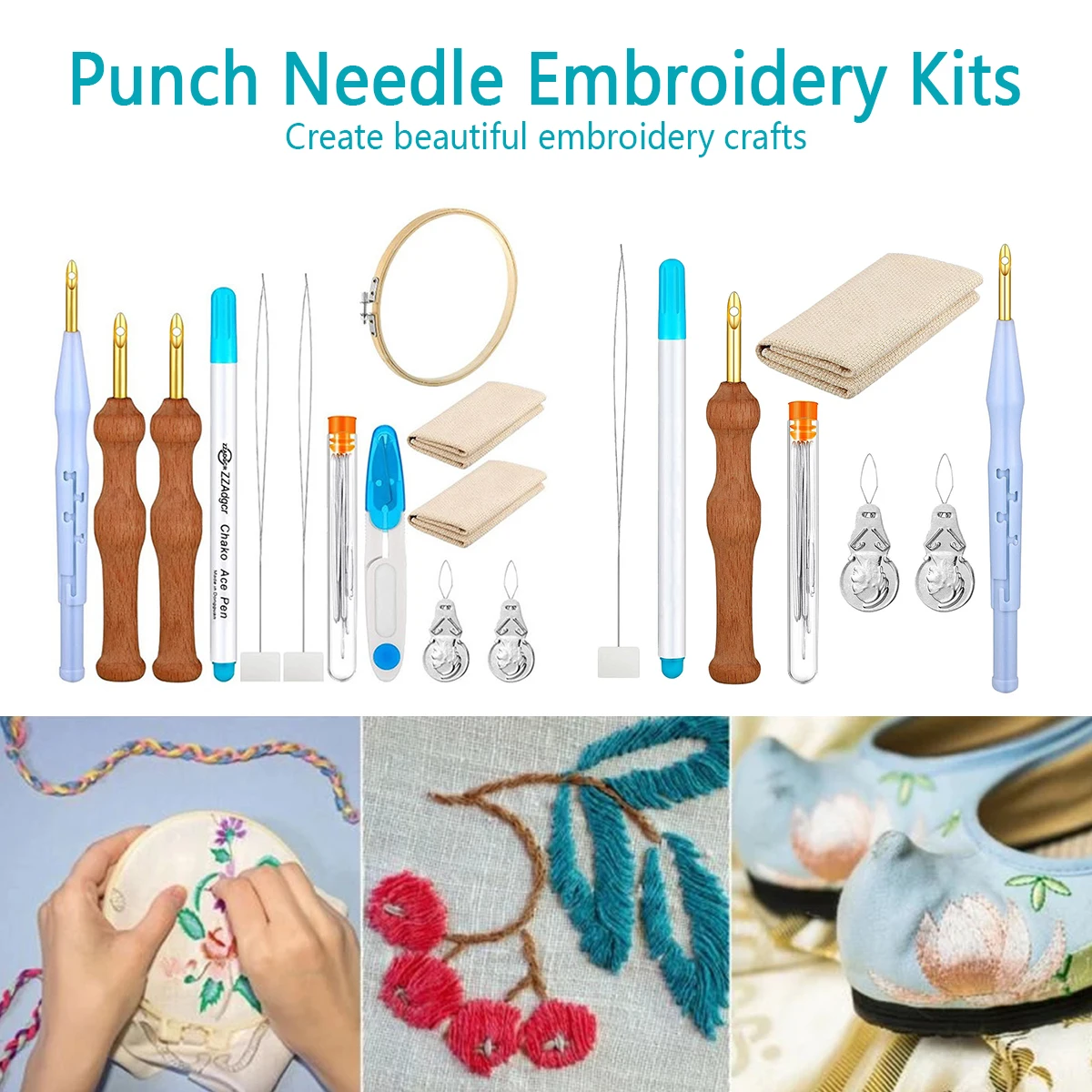 L DIY Punch Needle Embroidery Kit Adjustable Rug Yarn Punch Needle Wooden Handle Embroidery Pen Embroidery Hoops Threaders
L DIY Punch Needle Embroidery Kit Adjustable Rug Yarn Punch Needle Wooden Handle Embroidery Pen Embroidery Hoops Threaders