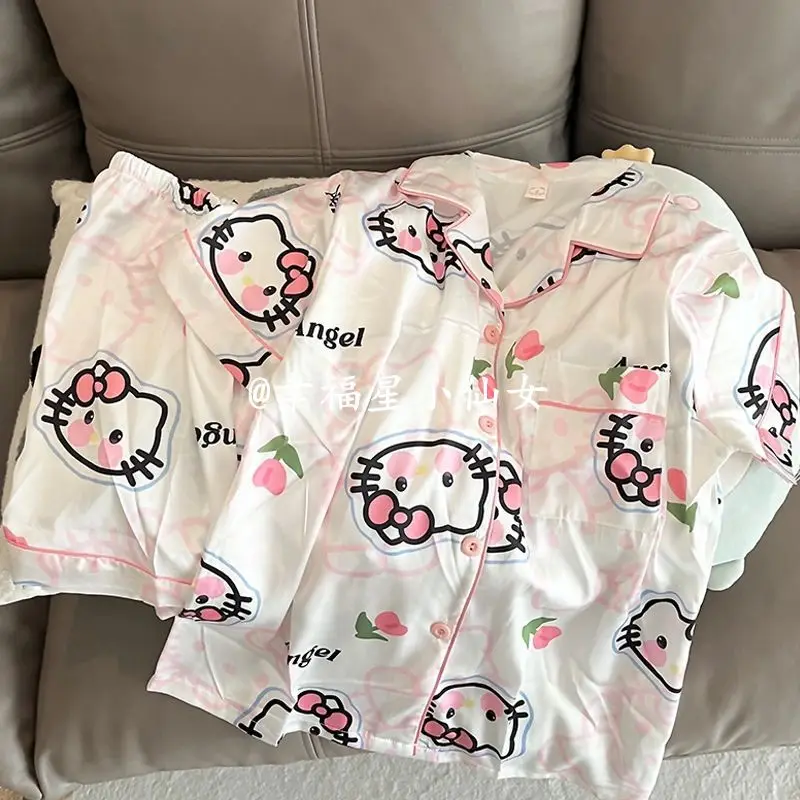 Пижама с героями мультфильмов, милый маленький цветок, Hello Kitty, женская летняя одежда с короткими рукавами и шортами в стиле Ins, верхняя одежда, костюм для домашнего сервиса
Пижама с героями мультфильмов, милый маленький цветок, Hello Kitty, женская летняя одежда с короткими рукавами и шортами в стиле Ins, верхняя одежда, костюм для домашнего сервиса