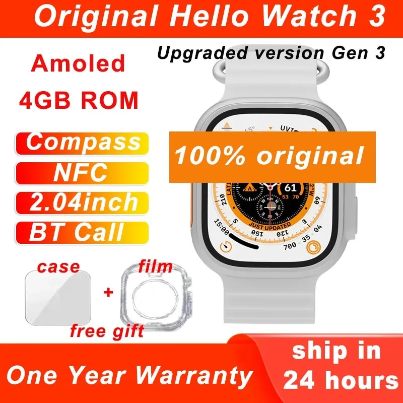 Amoled Screen Hello Watch 3 4GB ROM Smart Watch Series 8 Ultra 49mmNFC Compass Heart Rate IWO Men Women Smartwatch 2023 New
Amoled Screen Hello Watch 3 4GB ROM Smart Watch Series 8 Ultra 49mmNFC Compass Heart Rate IWO Men Women Smartwatch 2023 New