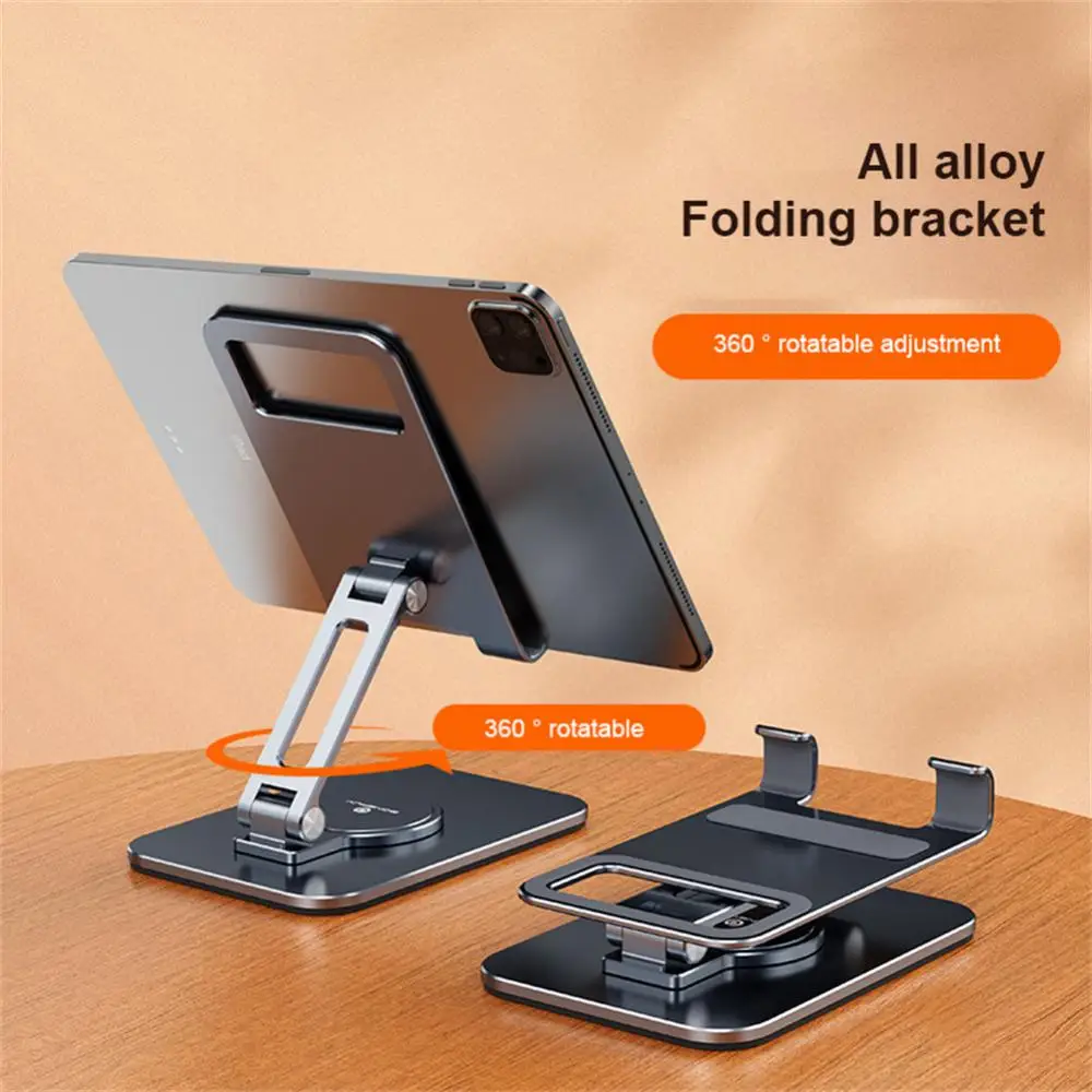 

RYRA Aluminum Alloy Mobile Phone Folding Bracket Lazy Desktop Live Broadcast Bracket Multifunctional Rotating Phone Pad Holder