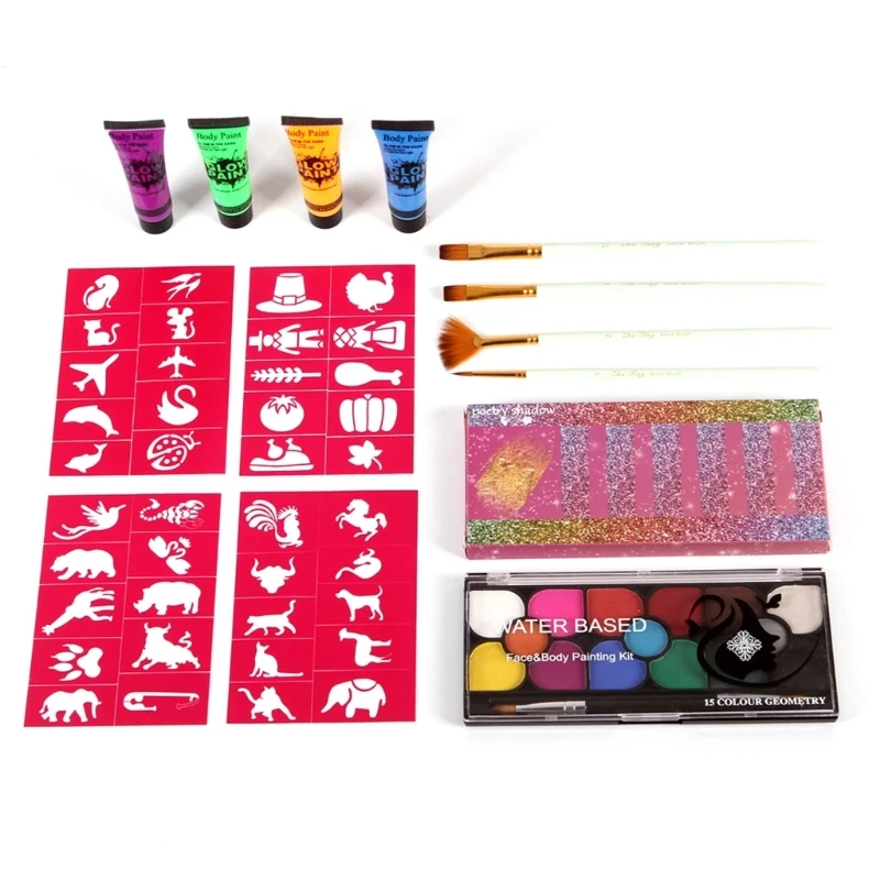Professional Beauty Body Painting Kit Halloween Makeup Water Based Face Painting Palette with Brush 15-Colors Body Paint
Professional Beauty Body Painting Kit Halloween Makeup Water Based Face Painting Palette with Brush 15-Colors Body Paint