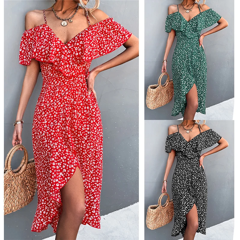 Women Floral Print Dress Summer Short Sleeve Split Sexy Beach Party Off Shoulder Ladies V Neck Backless Mid Length Clothing New
Women Floral Print Dress Summer Short Sleeve Split Sexy Beach Party Off Shoulder Ladies V Neck Backless Mid Length Clothing New