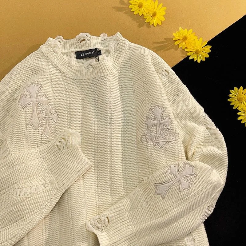 Cross pattern design pullover sweaters women vintage embroidery loose ripped sleeves Y2K tops warm knitted 2023 winter pullover
Cross pattern design pullover sweaters women vintage embroidery loose ripped sleeves Y2K tops warm knitted 2023 winter pullover