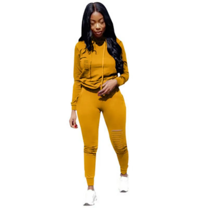 Spring 2 Piece Suit Outfits Clothes Two Piece Set Long Sleeve Hoodie Ripped Pants Jogger Cut Out Hole Sweatshirt Women Tracksuit
Spring 2 Piece Suit Outfits Clothes Two Piece Set Long Sleeve Hoodie Ripped Pants Jogger Cut Out Hole Sweatshirt Women Tracksuit