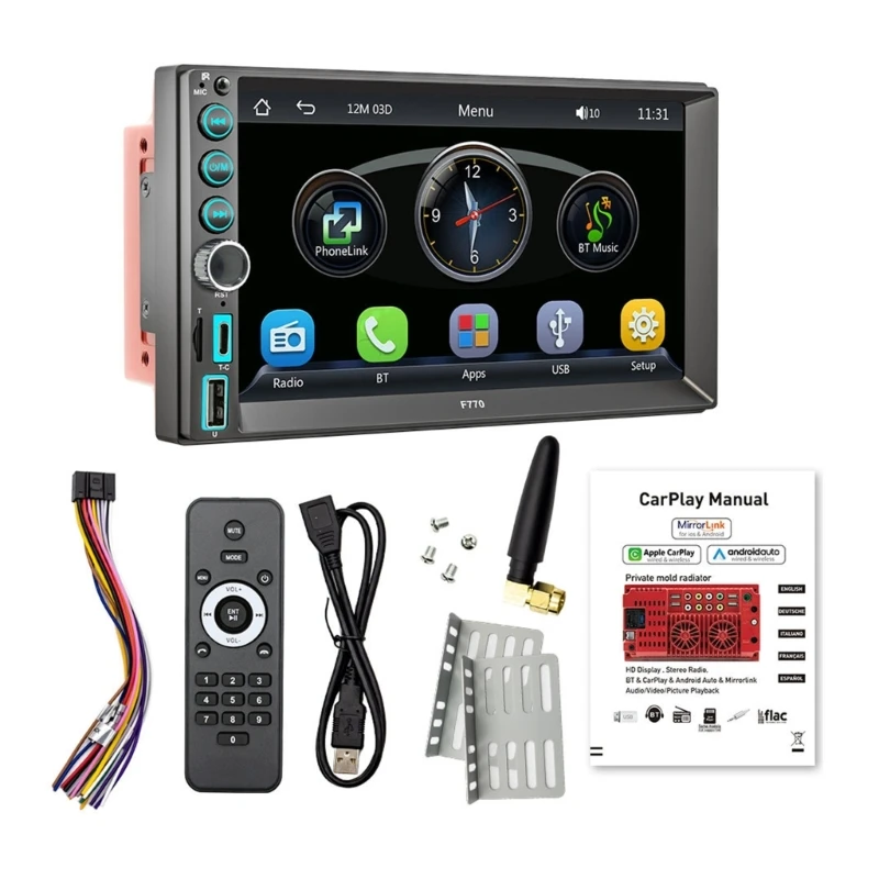

LCD Touch-Screen Car Multimedia MP5 Player FM- AM Radio U-disk AUX TF Input with Reversing Video Wired/Wireless Version
