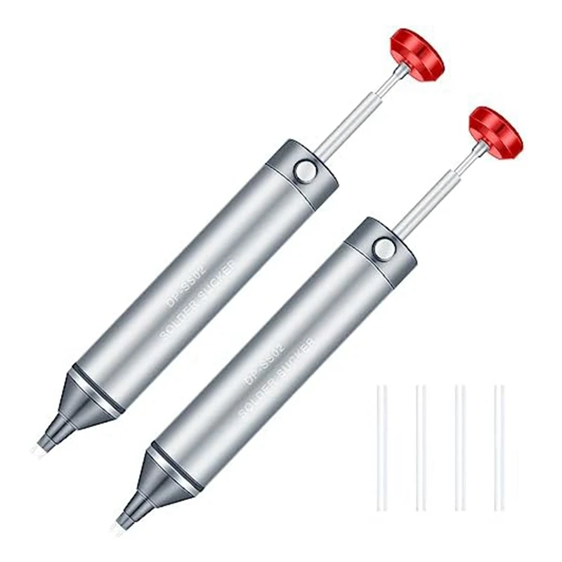 2 Pcs Solder Sucker No Clog Aluminum Desoldering Pump Solder Suction Device, Heat Resistant Silicone Suction-Nozzle
2 Pcs Solder Sucker No Clog Aluminum Desoldering Pump Solder Suction Device, Heat Resistant Silicone Suction-Nozzle